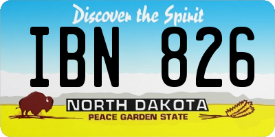 ND license plate IBN826