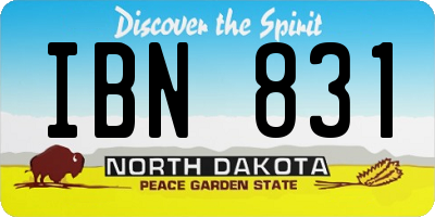 ND license plate IBN831