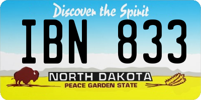 ND license plate IBN833