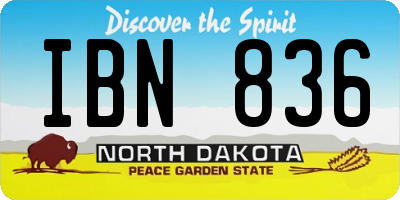ND license plate IBN836