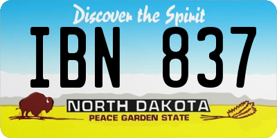 ND license plate IBN837