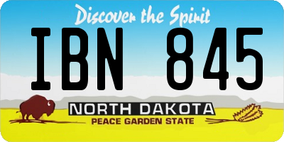 ND license plate IBN845