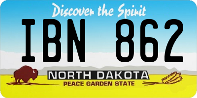ND license plate IBN862