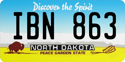 ND license plate IBN863