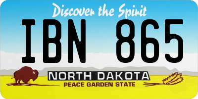 ND license plate IBN865