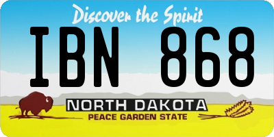 ND license plate IBN868