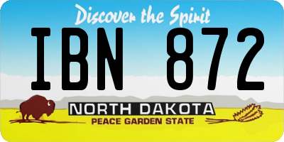 ND license plate IBN872