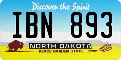 ND license plate IBN893
