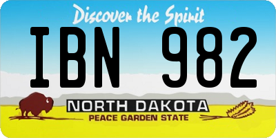 ND license plate IBN982