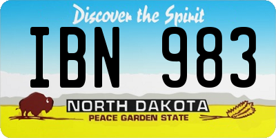 ND license plate IBN983