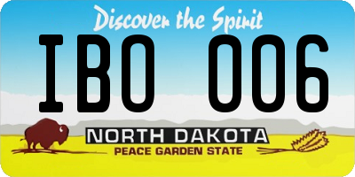 ND license plate IBO006