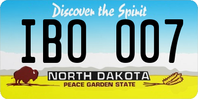 ND license plate IBO007