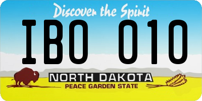 ND license plate IBO010