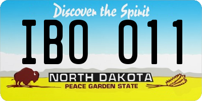 ND license plate IBO011
