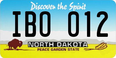 ND license plate IBO012
