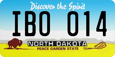 ND license plate IBO014