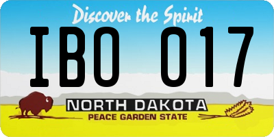 ND license plate IBO017