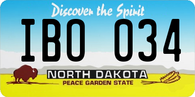 ND license plate IBO034