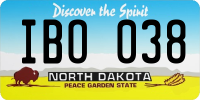 ND license plate IBO038