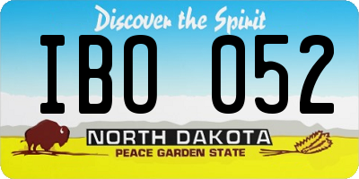 ND license plate IBO052