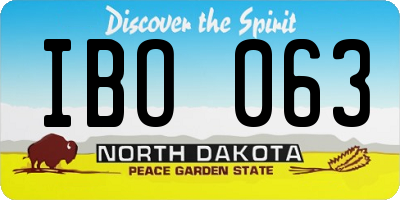 ND license plate IBO063