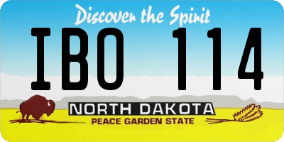 ND license plate IBO114