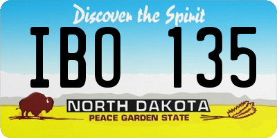 ND license plate IBO135