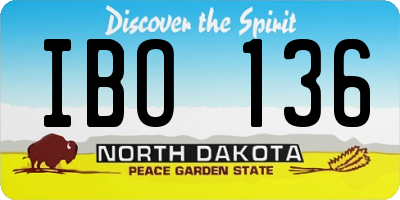 ND license plate IBO136