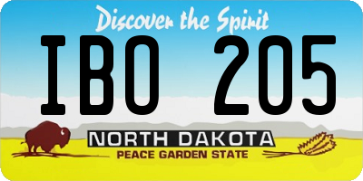 ND license plate IBO205