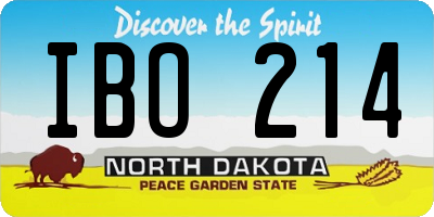 ND license plate IBO214