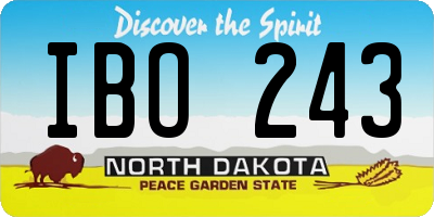 ND license plate IBO243