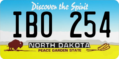 ND license plate IBO254