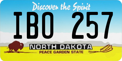 ND license plate IBO257