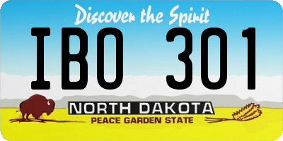 ND license plate IBO301