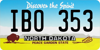 ND license plate IBO353