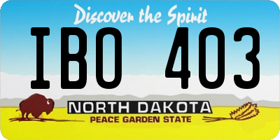 ND license plate IBO403