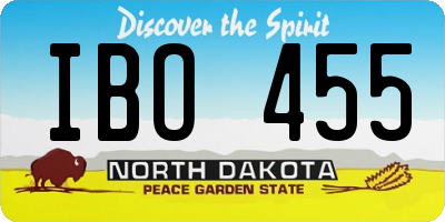 ND license plate IBO455