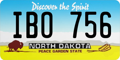 ND license plate IBO756