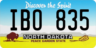 ND license plate IBO835