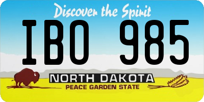 ND license plate IBO985