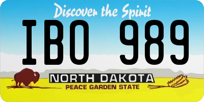 ND license plate IBO989