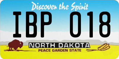 ND license plate IBP018