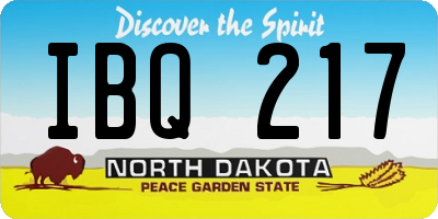 ND license plate IBQ217