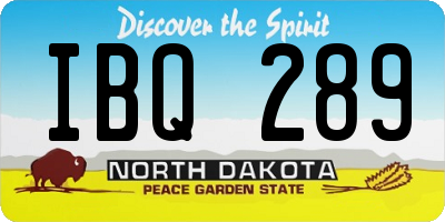ND license plate IBQ289