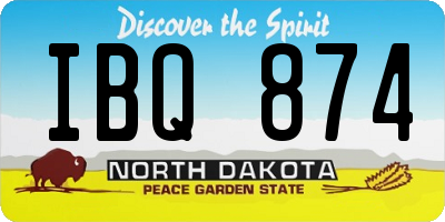 ND license plate IBQ874