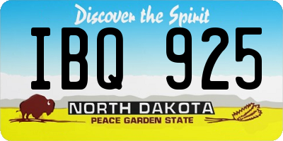 ND license plate IBQ925