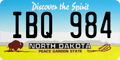 ND license plate IBQ984