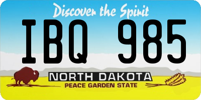 ND license plate IBQ985