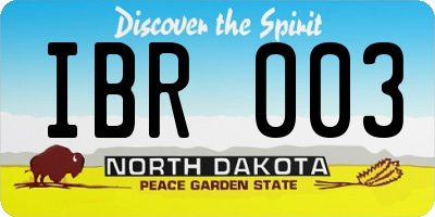 ND license plate IBR003