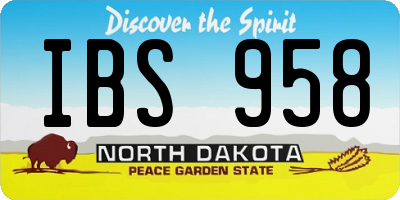 ND license plate IBS958